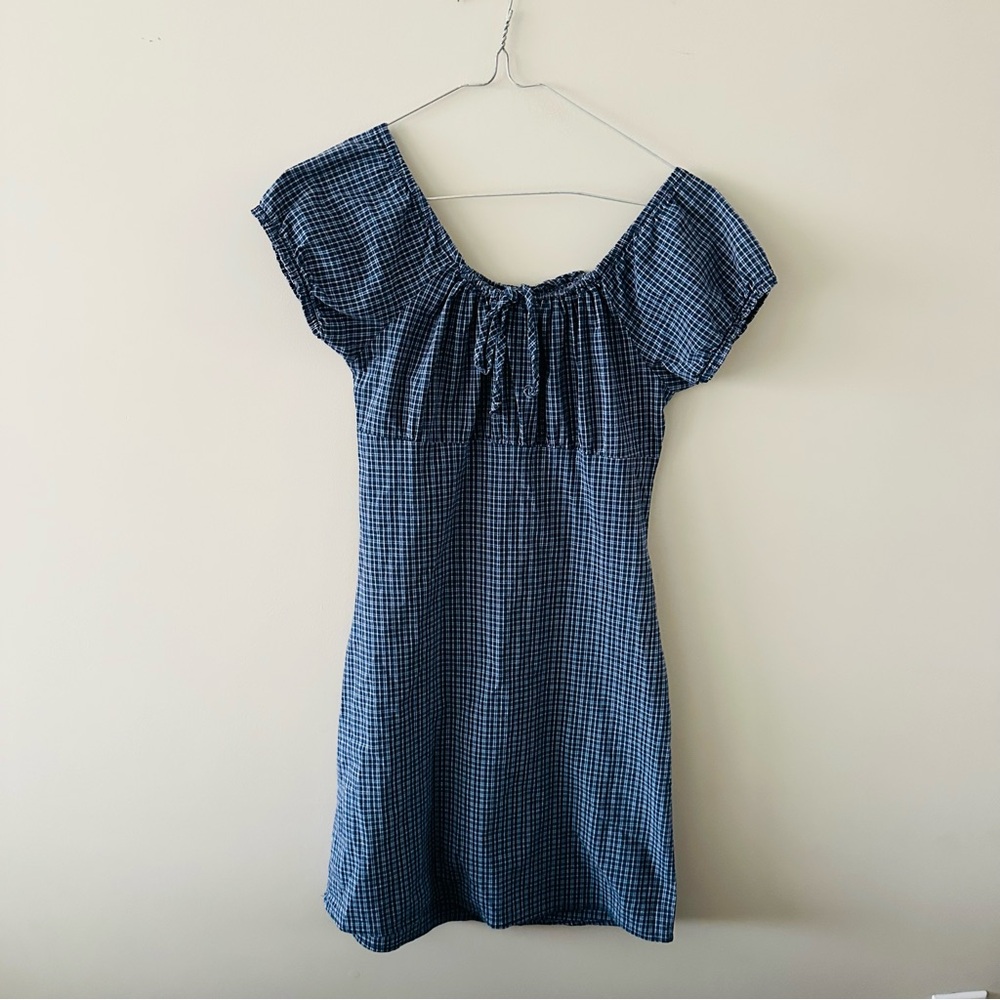 Short Sleeve Plaid Form-fitting Dress